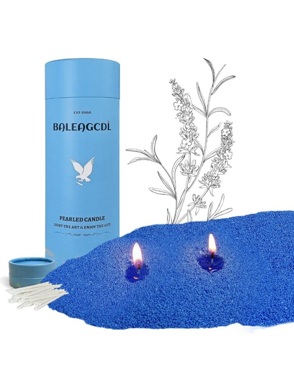 Dark Blue Sage Forest Scented Candle 18oz - 30 Cotton Wicks, Refillable, 110
